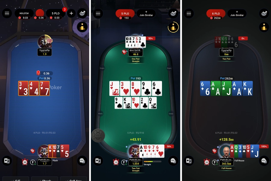 PLO6 移动牌桌（适用于 iOS 和 Android 平台）