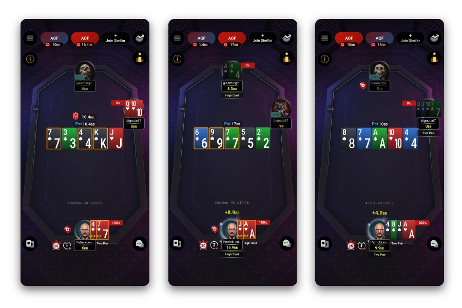 Ứng dụng All-In or Fold dành cho thiết bị di động iOS & Android