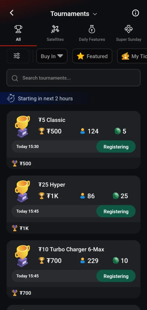 Chuỗi giải đấu lớn & Freerolls