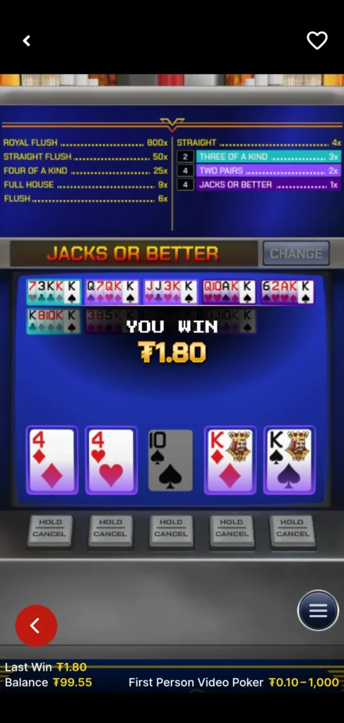 Video Poker trên di động