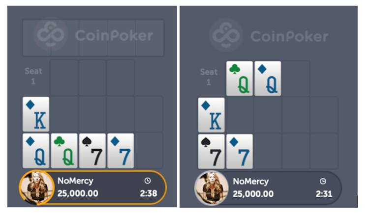 Open Face Chinese Poker opening with queens