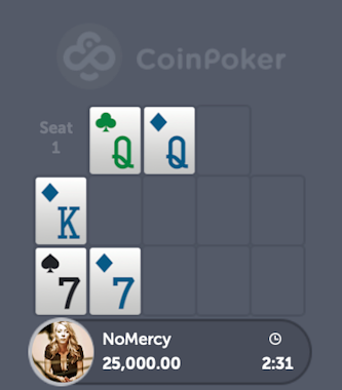 Open Face Chinese Poker opening with queens