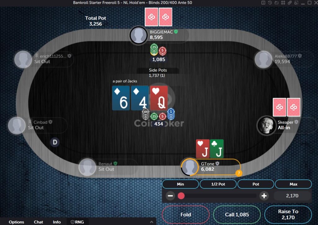 ポケット ジャックを保持しているプレーヤーは、対戦相手からの多額の C ベットに直面します。 