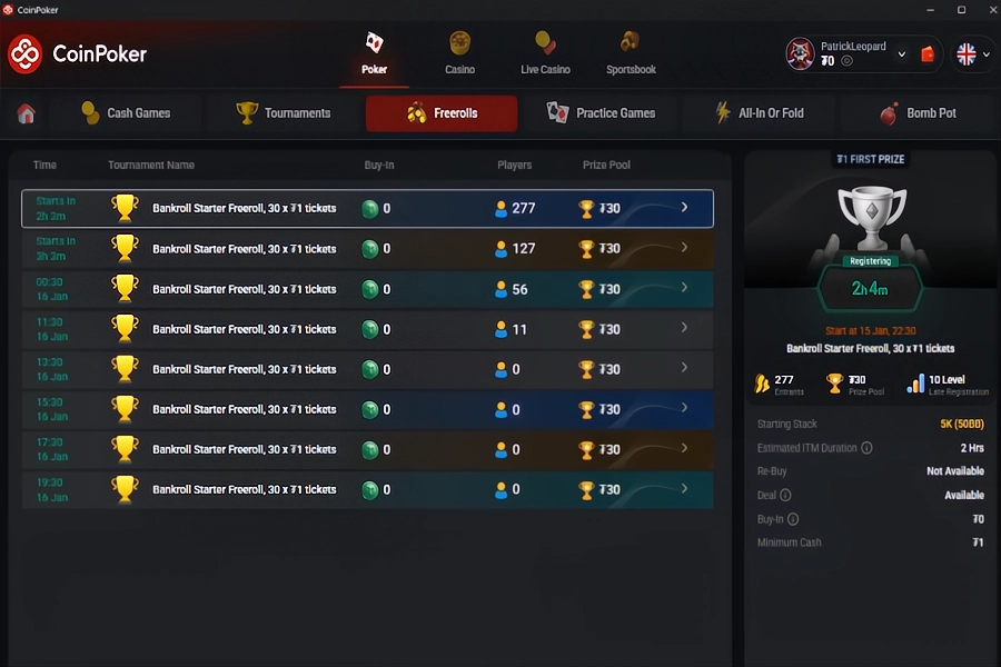 Regular Freerolls & Centrolls