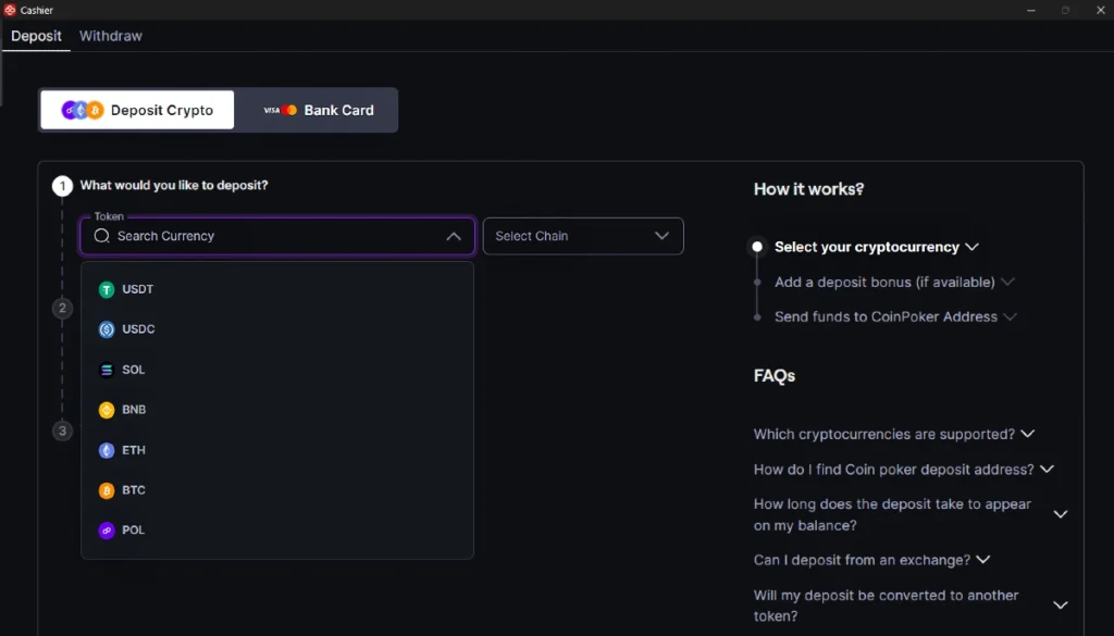 3.選擇加密貨幣 